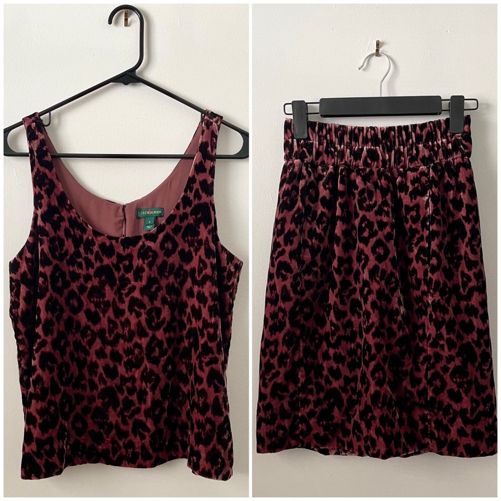 Always Purple Leopard Print Velvet Tank Top Skirt Matching Set